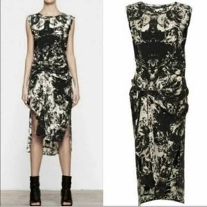 AllSaints Mono Riviera Silk Dress Peony Floral